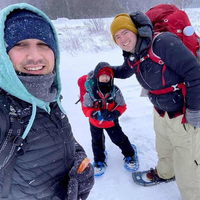 Craig doing some snowshoeing with friends and family